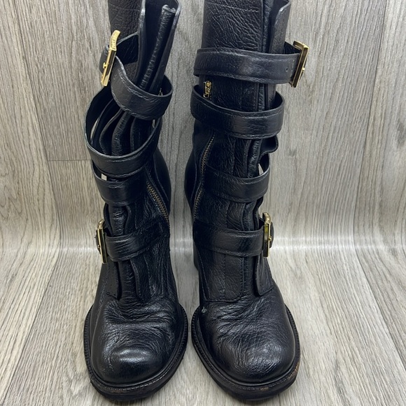Tory Burch Jaden Strap Buckle Stack Heel Boots - Picture 2 of 11